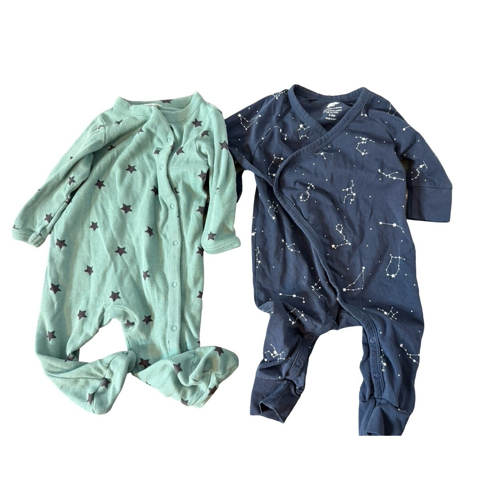 Lot of 2 infant sleepers blue stars galaxy Nordstrom's‎ teal stars 3 months 3-6